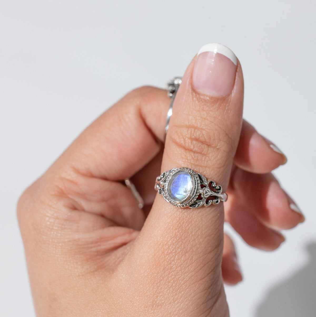 Oval Moonstone Ring in Solid Sterling Silver