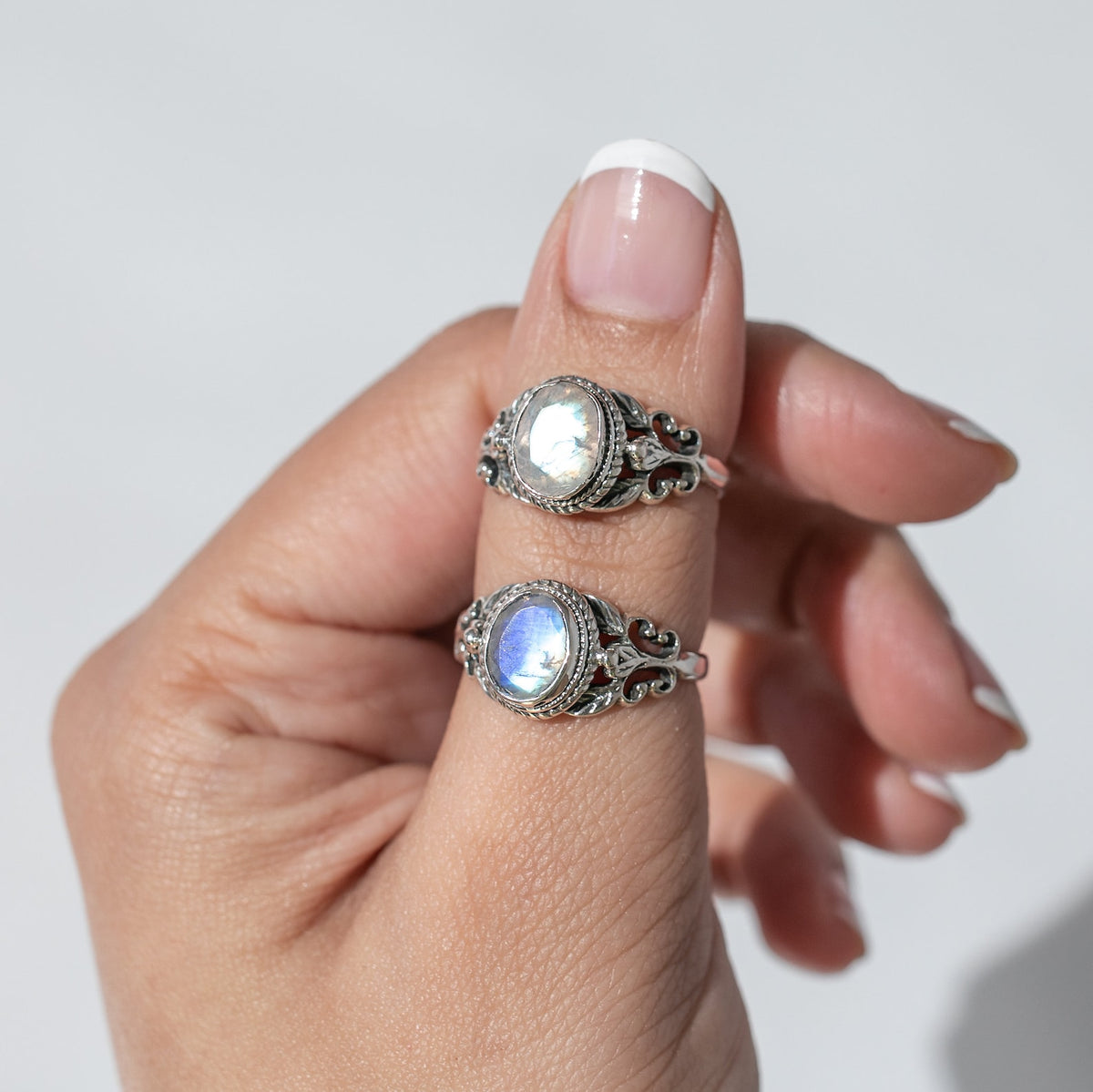 Oval Moonstone Ring in Solid Sterling Silver
