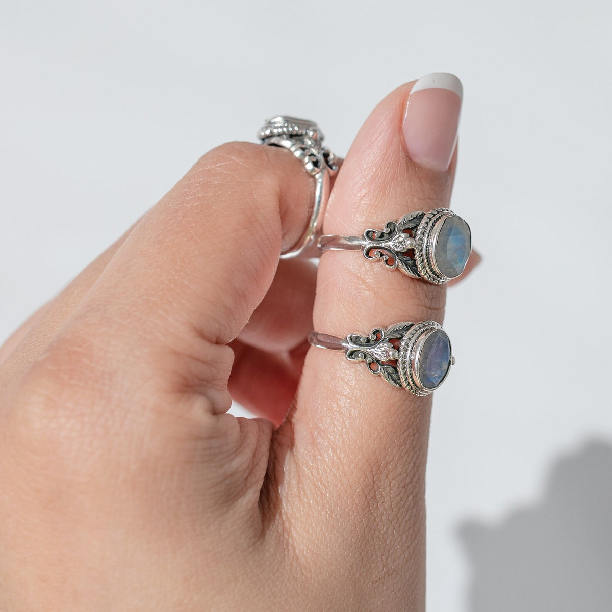 Oval Moonstone Ring in Solid Sterling Silver
