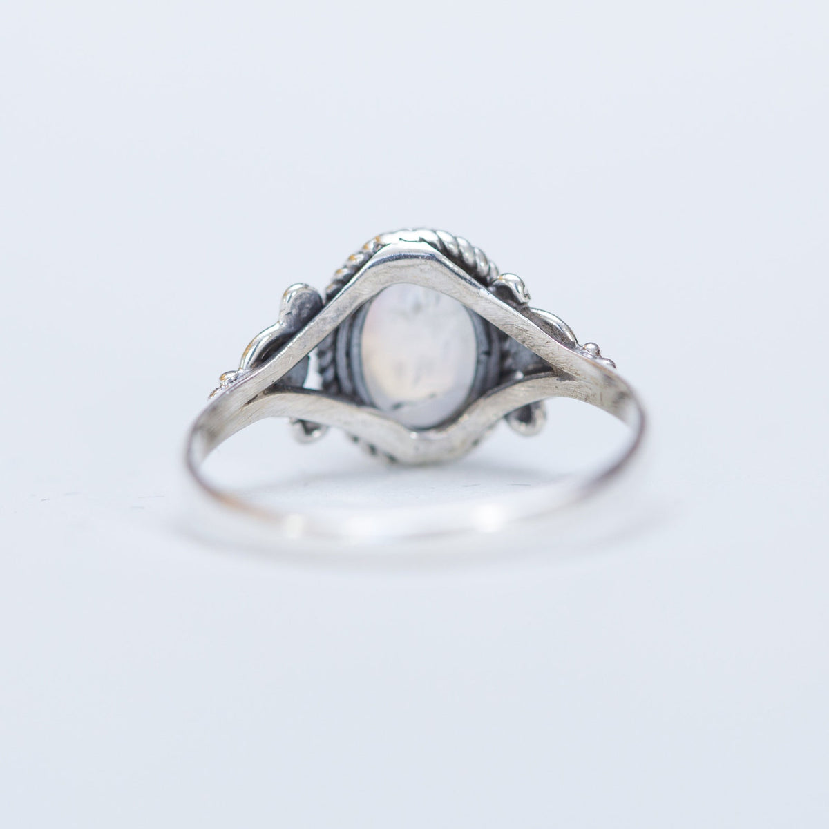 Blue Moonstone Ring, Delicate Silver Ring