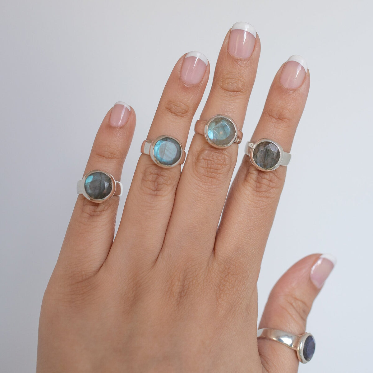 Faceted Labradorite Chunky Silver Ring