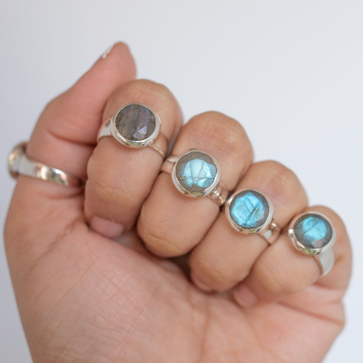 Faceted Labradorite Chunky Silver Ring