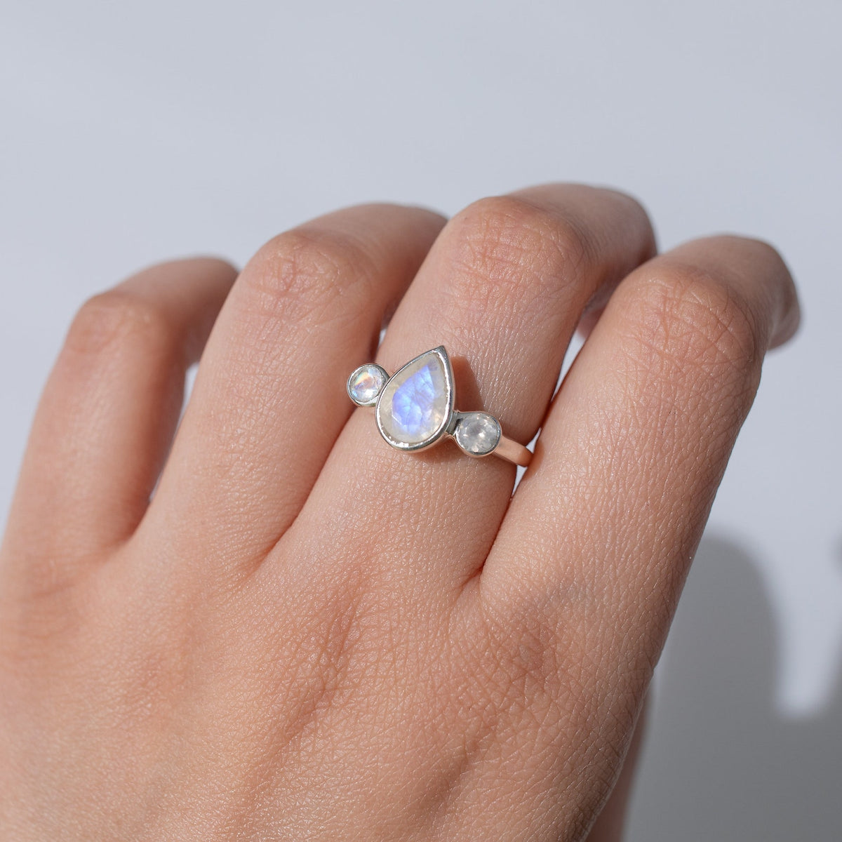 Teardrop Moonstone Sterling Silver Ring