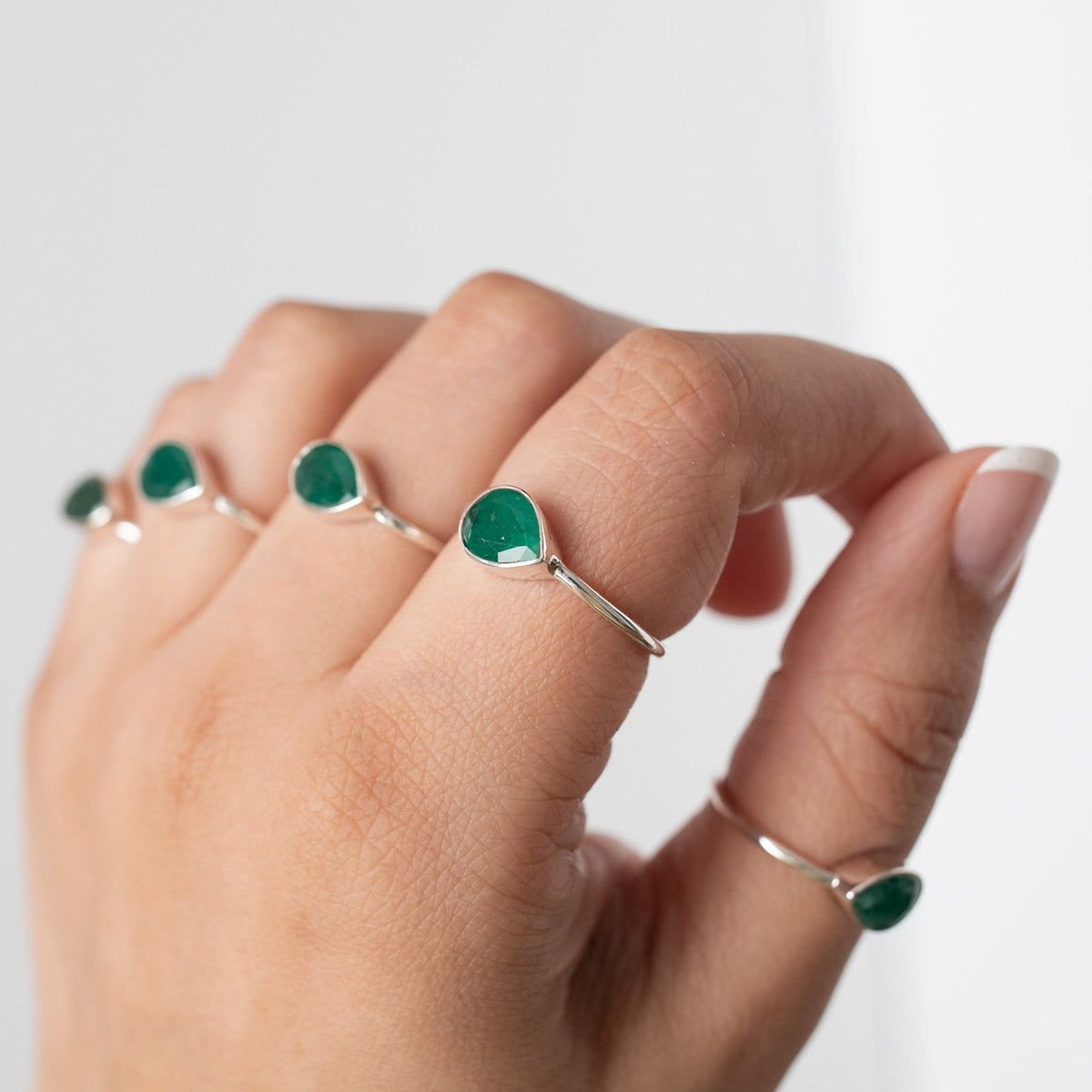 Minimalist Emerald Ring, Pear Emerald Birthstone Ring
