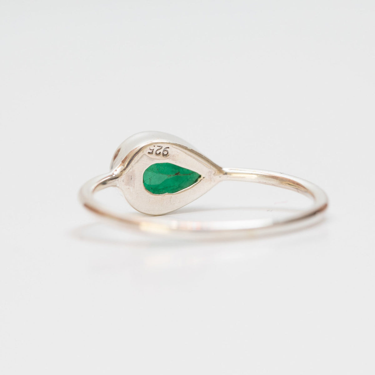 Minimalist Emerald Ring, Pear Emerald Birthstone Ring