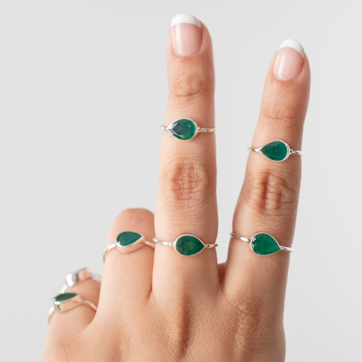 Minimalist Emerald Ring, Pear Emerald Birthstone Ring