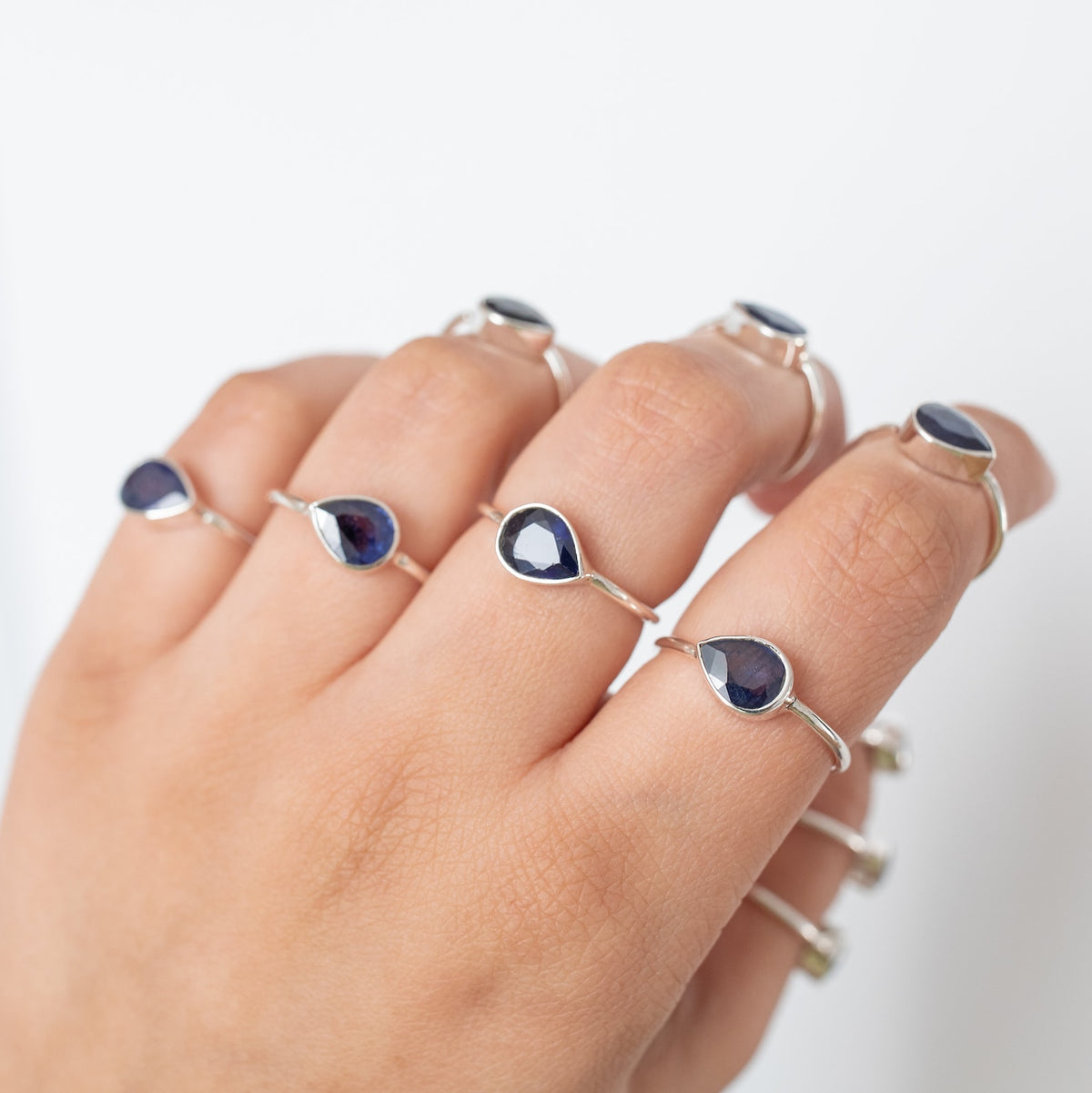 Genuine Sapphire Ring, Pear Sapphire Birthstone Ring