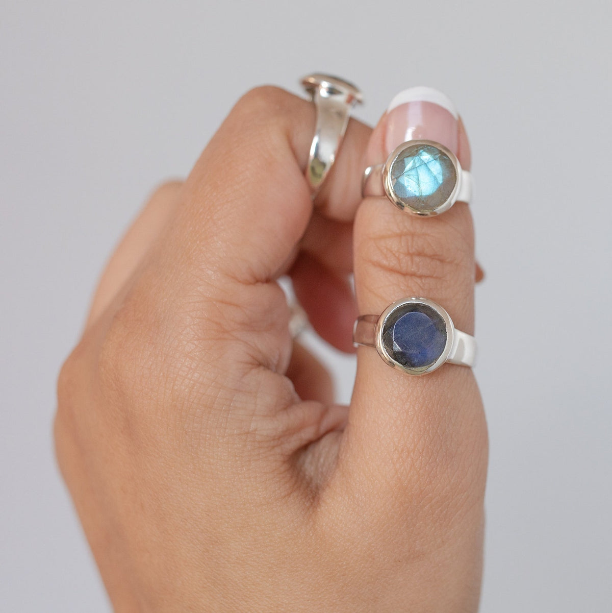 Faceted Labradorite Chunky Silver Ring