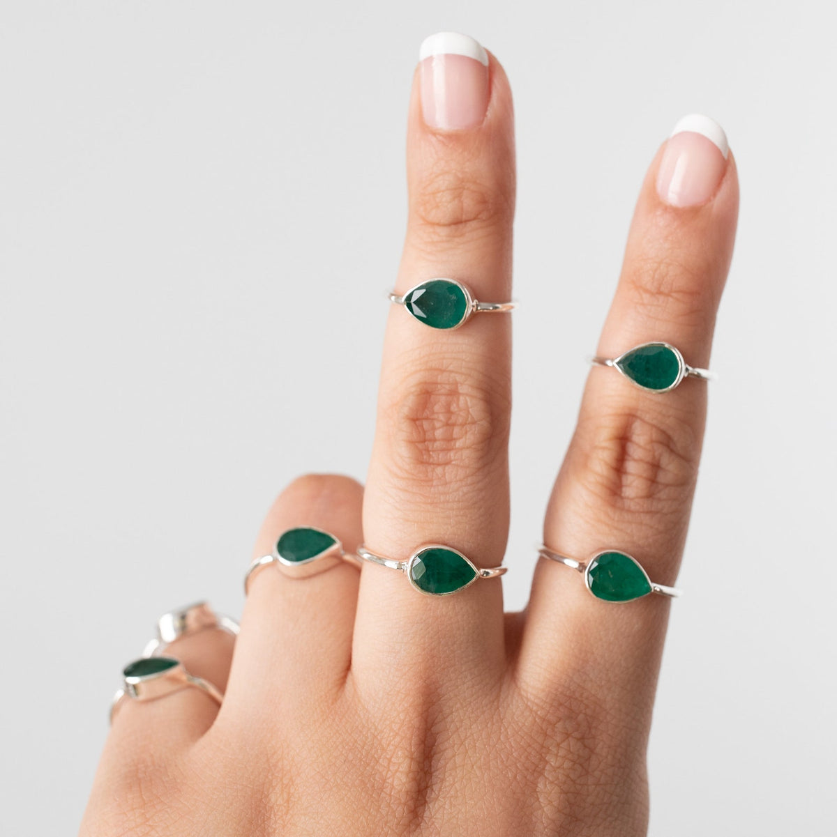 Minimalist Emerald Ring, Pear Emerald Birthstone Ring