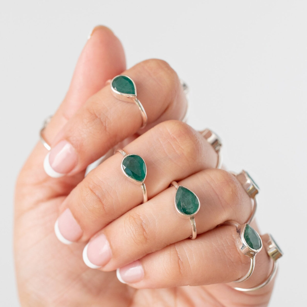 Minimalist Emerald Ring, Pear Emerald Birthstone Ring