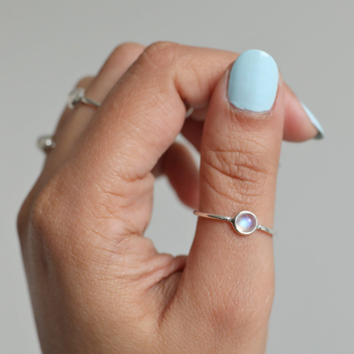 Round Moonstone Ring, Everyday Stack Ring