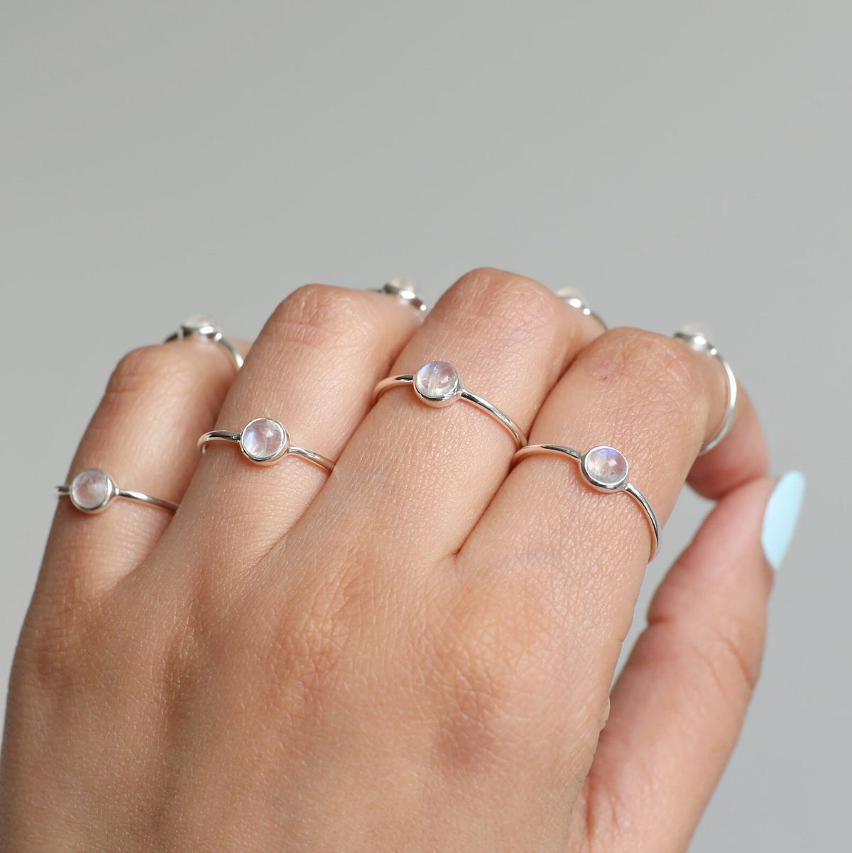 Round Moonstone Ring, Everyday Stack Ring