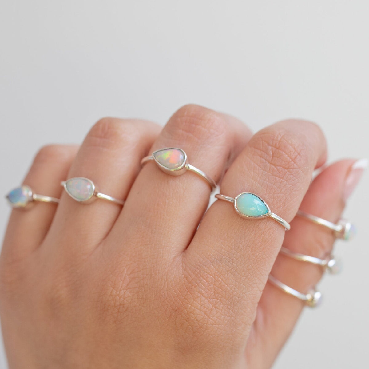 Ethiopian Opal Stacking Ring, October Birthstone Jewelry