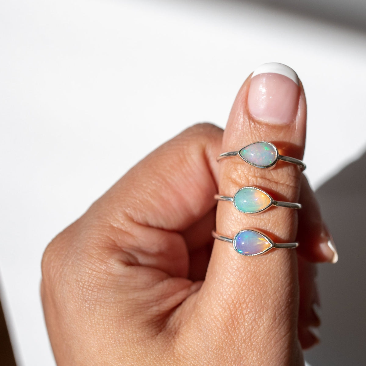 Ethiopian Opal Stacking Ring, October Birthstone Jewelry
