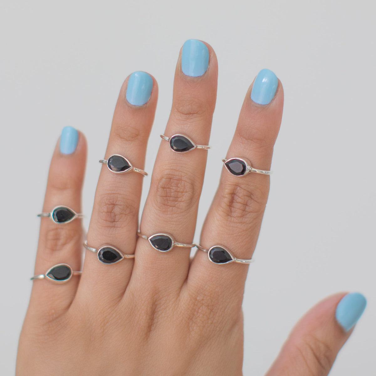Pear Teardrop Black Onyx Handmade Silver Ring