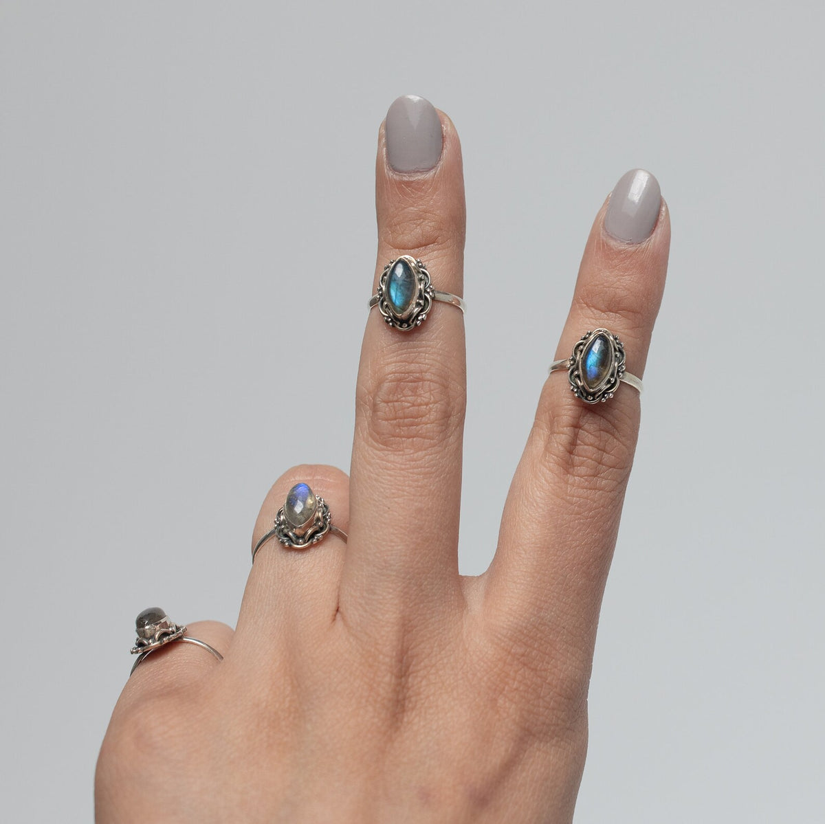 Marquise Labradorite Silver Ring, Boho Witchy Ring