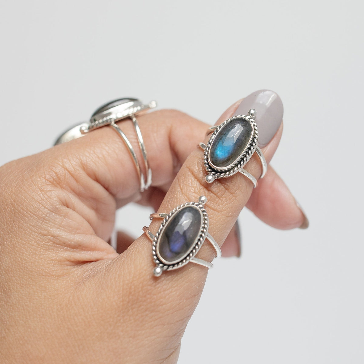 Oval Labradorite Statement Ring, Boho Sterling Silver Ring