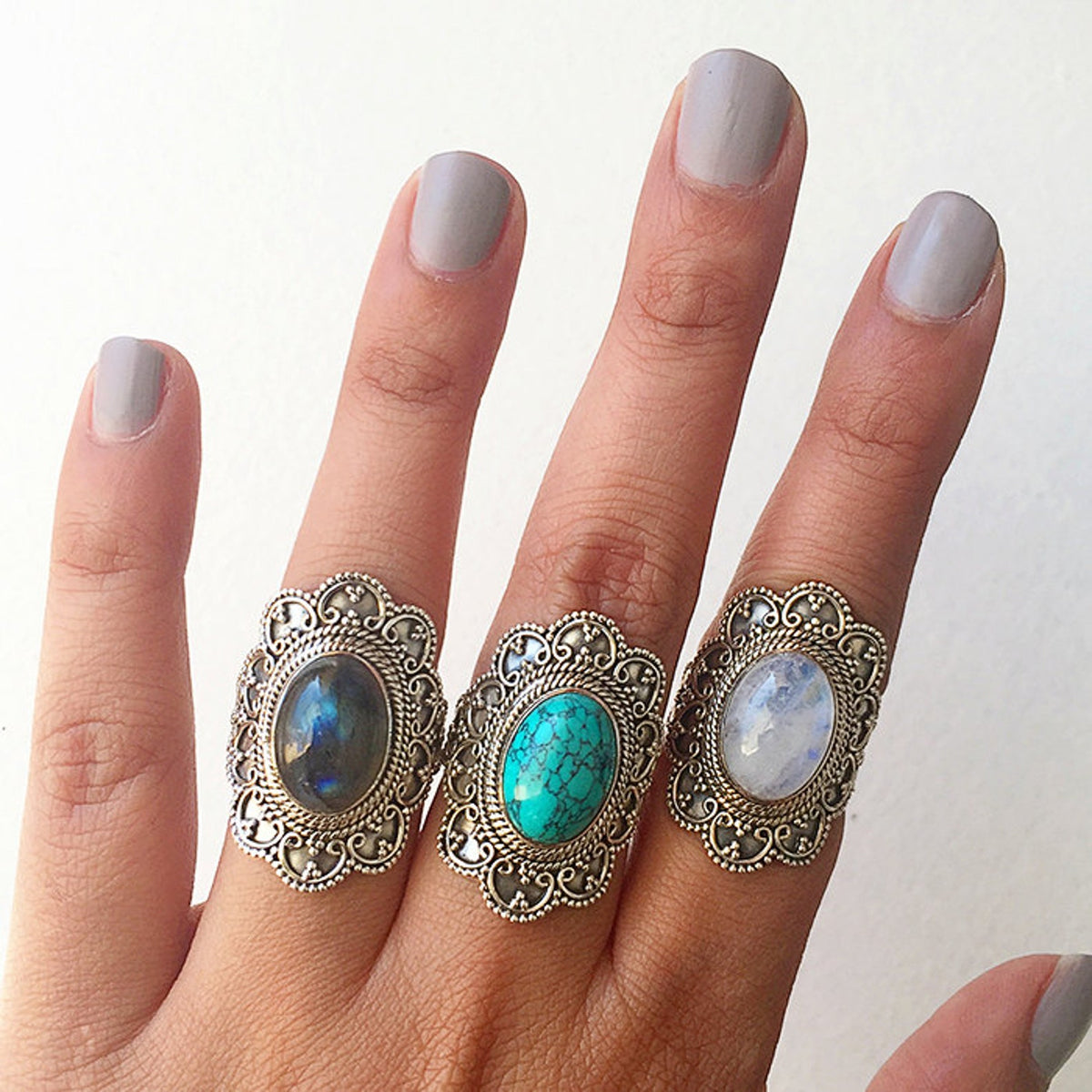 Rainbow Labradorite Ring, Oval Gemstone Ring