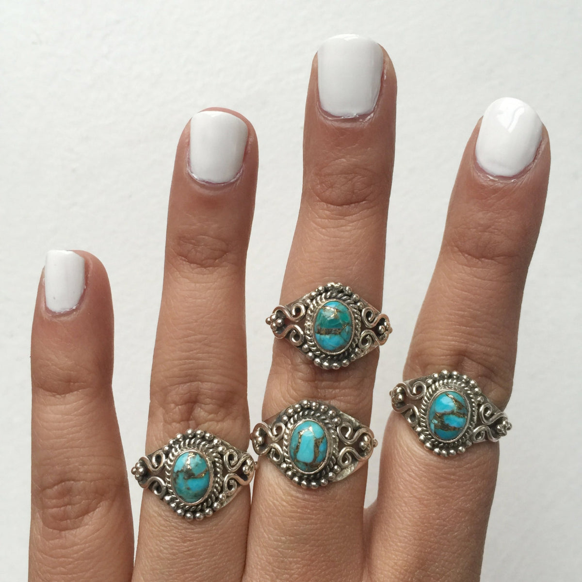 Copper Turquoise Ring, Art Deco Ring