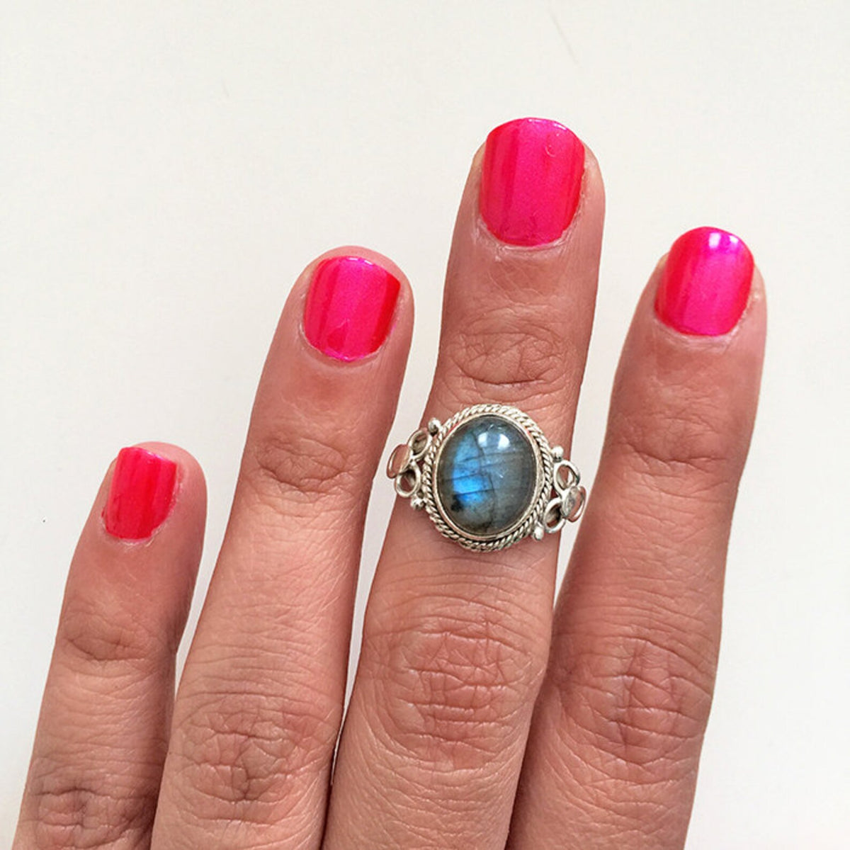 Labradorite Ring, Organic Silver Ring
