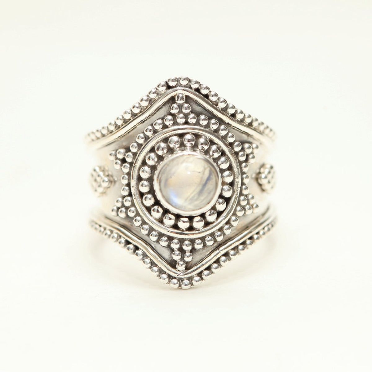 Moonstone Mandala Ring, Circle of Life Ring