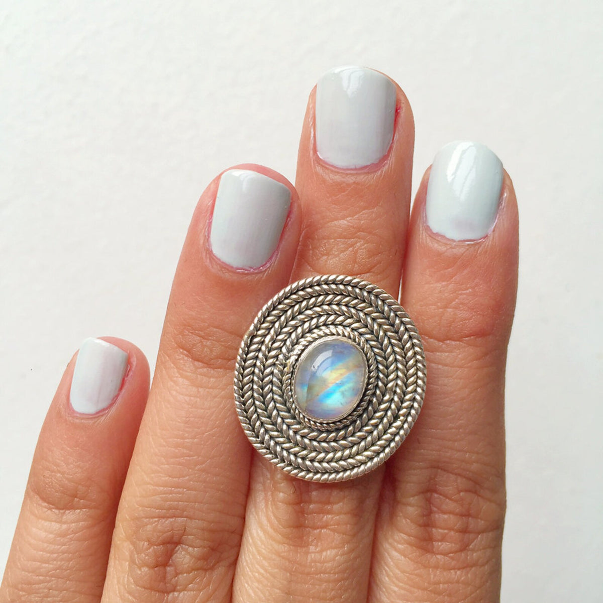 Large Silver Ring, Moonstone Ring