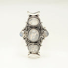 Large Bohemian Ring, Moon Stone Ring Sterling Silver