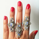 Large Bohemian Ring, Moon Stone Ring Sterling Silver