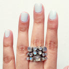 Gemstone Cluster Ring, Silver Cuff Ring