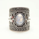 Rainbow Moonstone Ring, Cocktail Ring in Sterling Silver