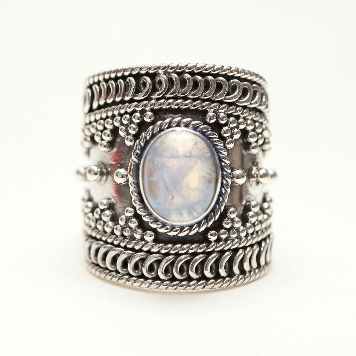 Rainbow Moonstone Ring, Cocktail Ring in Sterling Silver