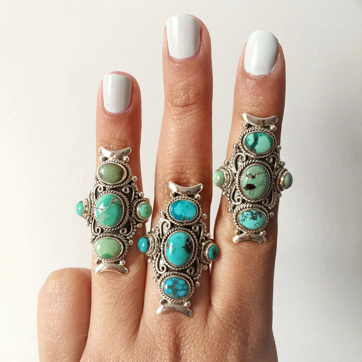 Genuine Turquoise Statement Ring, Silver Turquoise Ring