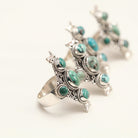 Genuine Turquoise Statement Ring, Silver Turquoise Ring