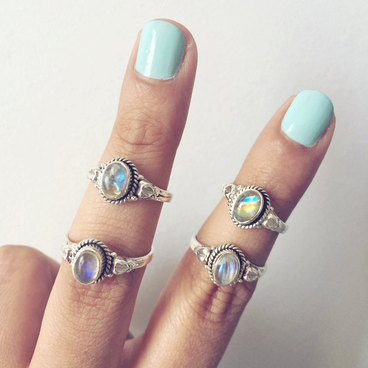 Cute Moonstone Ring, Delicate Silver Ring