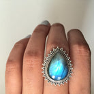 Big Labradorite Ring, Large Silver Ring