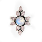 Rose Quartz - Moonstone Ring, Statement Jewelry