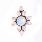 Rose Quartz - Moonstone Ring, Statement Jewelry