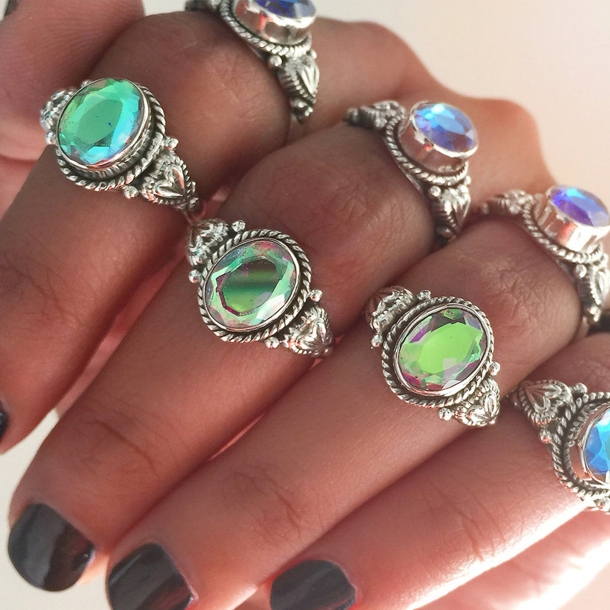 Handmade Mystic Opal Ring, Sterling Silver Ring