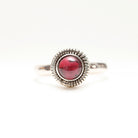 Round Garnet Ring, Red Gemstone Ring