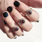 Round Garnet Ring, Red Gemstone Ring
