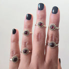 Round Garnet Ring, Red Gemstone Ring