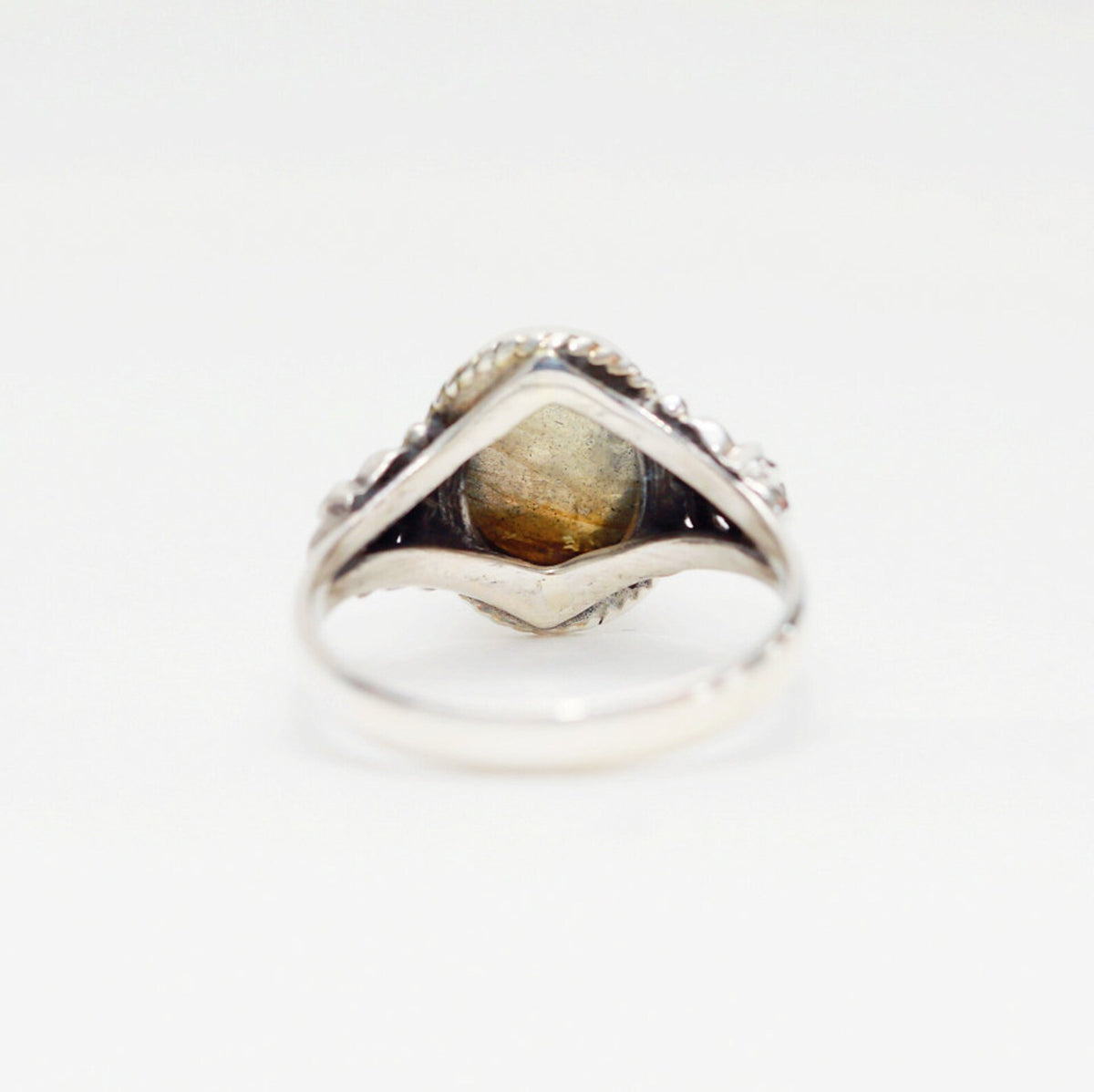 Oval Labradorite and Silver Bohemian Ring