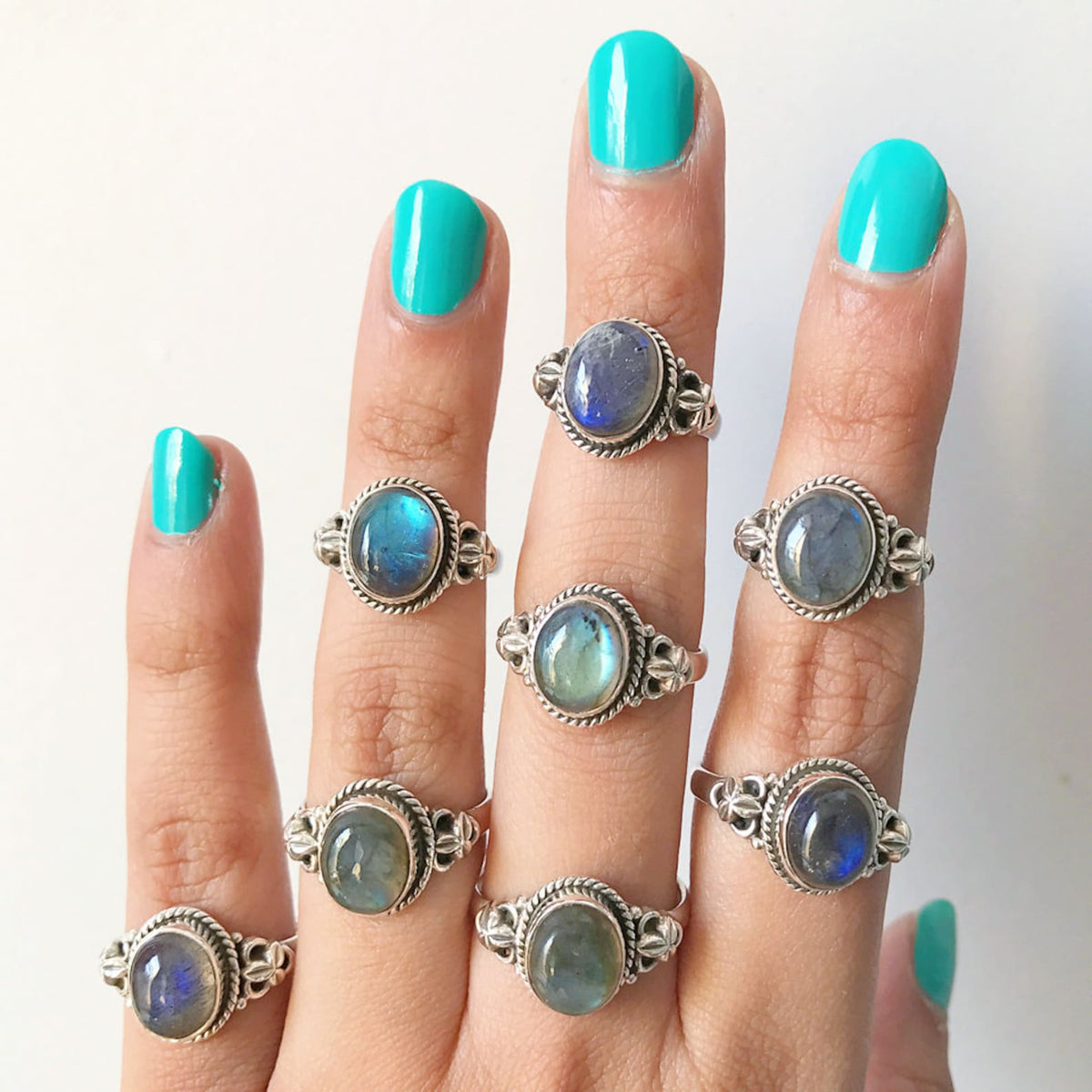 Oval Labradorite and Silver Bohemian Ring