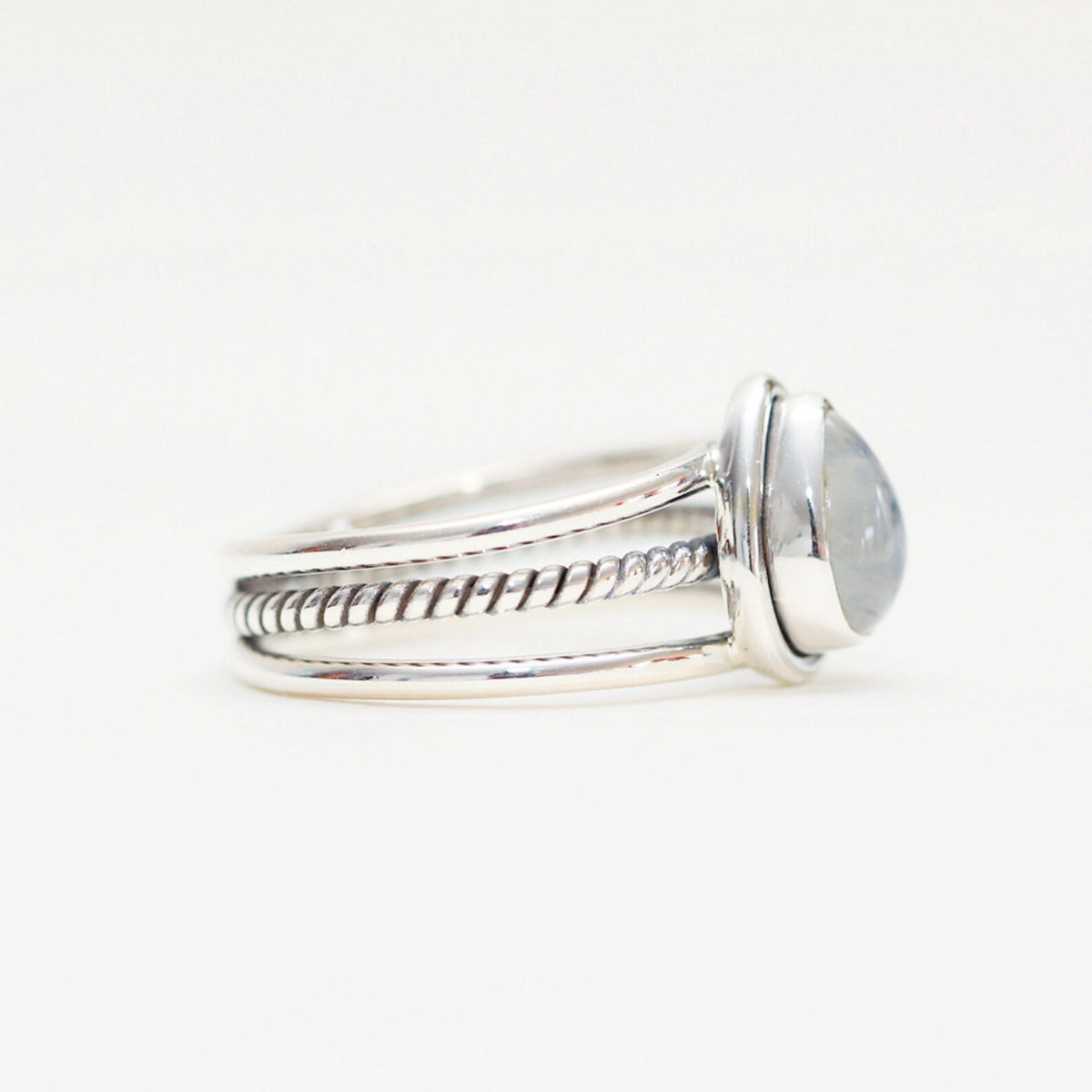 Pear Moonstone Ring, Modern Stone Ring