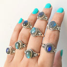 Oval Labradorite and Silver Bohemian Ring