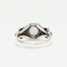Round Moonstone Ring, Silver Leaf Ring