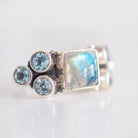 Blue Topaz - Square Moonstone Ring