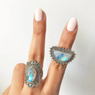 Large Moonstone Ring - Sterling Silver Ring