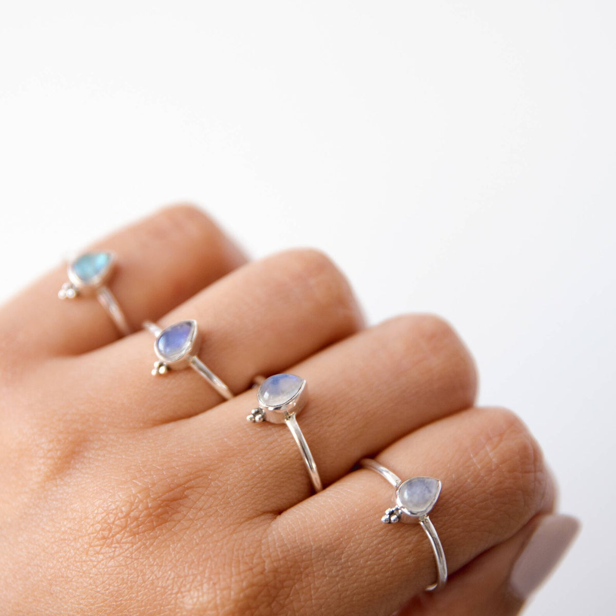 Dainty Moonstone Ring, Delicate Silver Ring