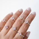 Pink Moonstone Ring, Teardrop Stone Ring Sterling Silver
